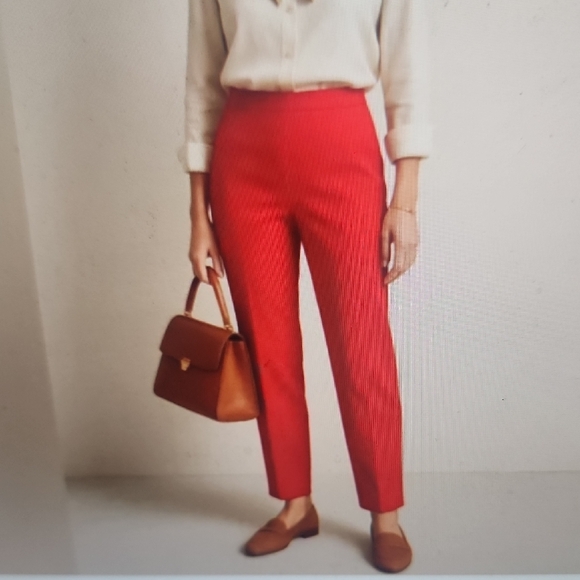 Piazza Sempione Vibrant Red Cropped Pants Size 46 US 10 - Picture 1 of 6